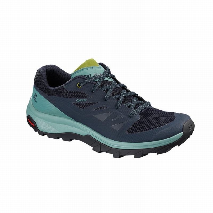 Turquoise / Navy Salomon OUTLINE GORE-TEX Women\'s Hiking Shoes | AE-234TLSC