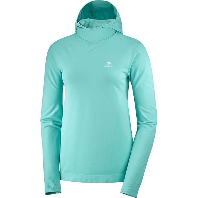 Turquoise Salomon AGILE MID HOODIE W SEAMLESS Women\'s Midlayers | AE-240CHBT