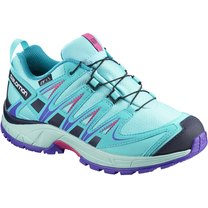 Turquoise Salomon XA PRO 3D CSWP K Kids\' Trail Running Shoes | AE-946XURZ