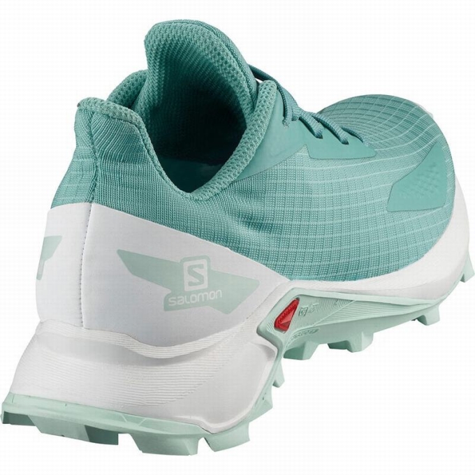 Turquoise / White Salomon ALPHACROSS BLAST Kids' Trail Running Shoes | AE-362UEAJ