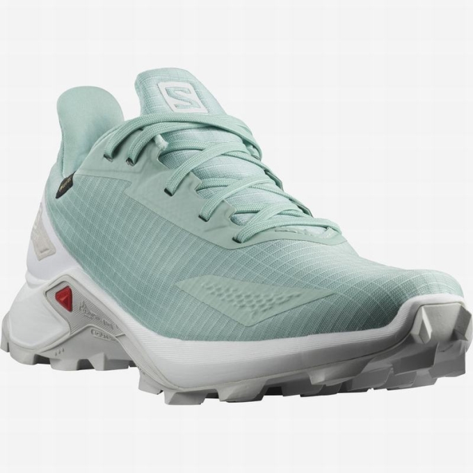 Turquoise / White Salomon ALPHACROSS BLAST GTX W Women's Trail Running Shoes | AE-842GWZK