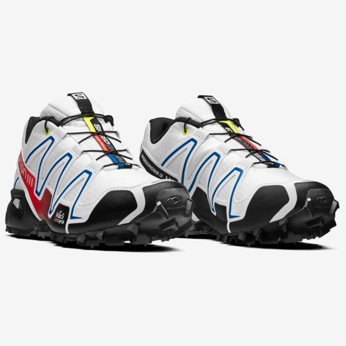 White / Black / Red Salomon SPEEDCROSS 3 RACING Men's Sneakers | AE-761YHNV