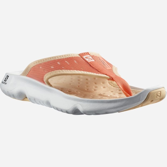 White / Cream Salomon REELAX BREAK 5.0 Women's Flip Flops | AE-857QRDZ