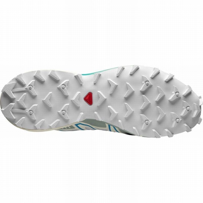 White / Light Turquoise Salomon SPEEDCROSS 3 Women's Trail Running Shoes | AE-196JXCS