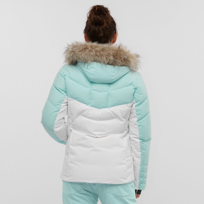 White / Mint Salomon WARM AMBITION W Ski Women's Jackets | AE-517AGKR