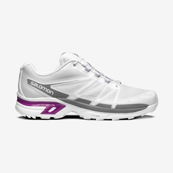 White / Purple Salomon XT-WINGS 2 Men\'s Sneakers | AE-174DHKA