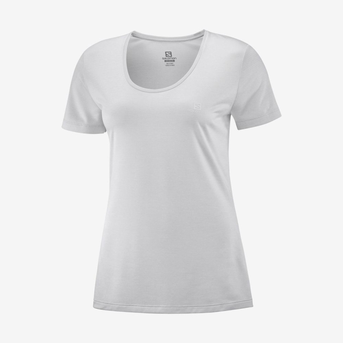 White Salomon AGILE Road Running Short Sleeve Women's T Shirts | AE-901IUBL