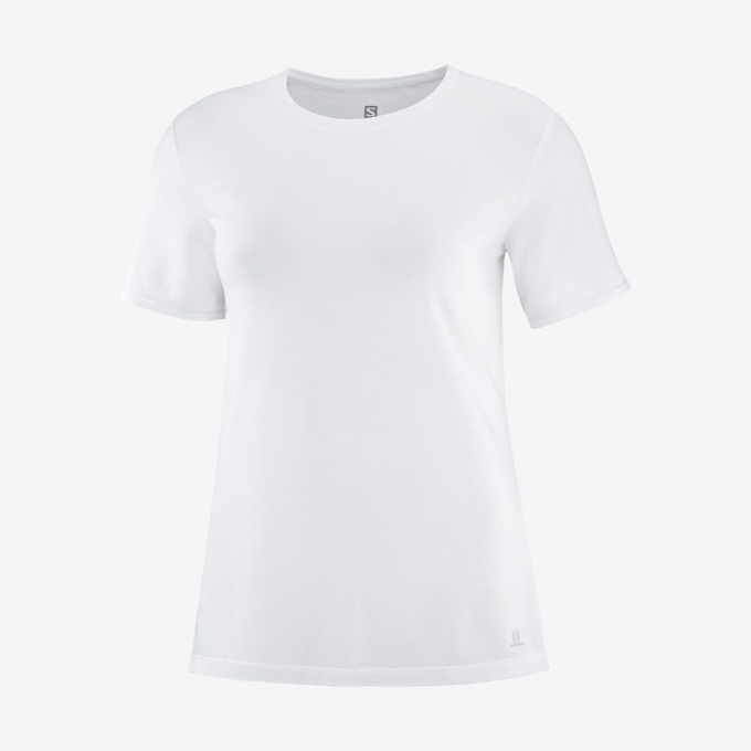 White Salomon ESSENTIAL TENCEL Women's T Shirts | AE-765XNDJ