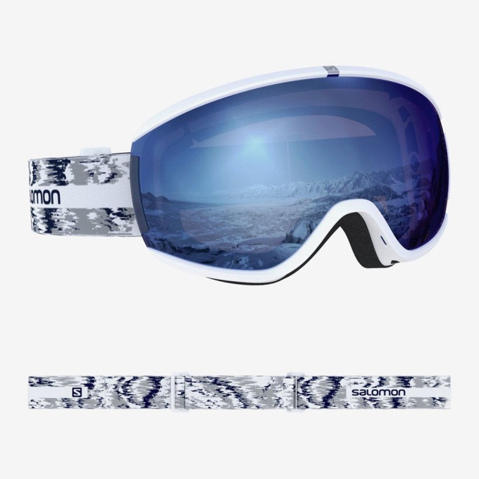 White Salomon IVY WHITE GLITCH Men\'s Goggles | AE-253XLBJ