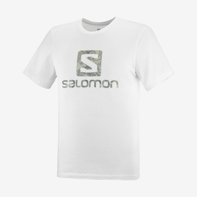 White Salomon OUTLIFE LOGO Short Sleeve Men's T Shirts | AE-034UMIX