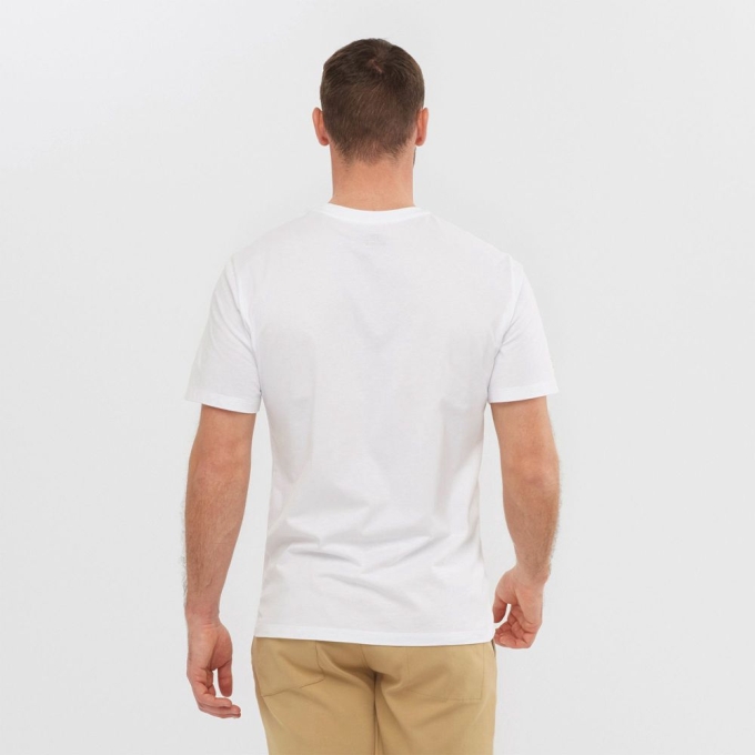 White Salomon OUTLIFE LOGO Short Sleeve Men's T Shirts | AE-034UMIX