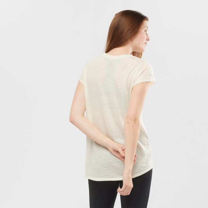 White Salomon OUTLIFE MERINO SS W Short Sleeve Women's T Shirts | AE-392PHEO