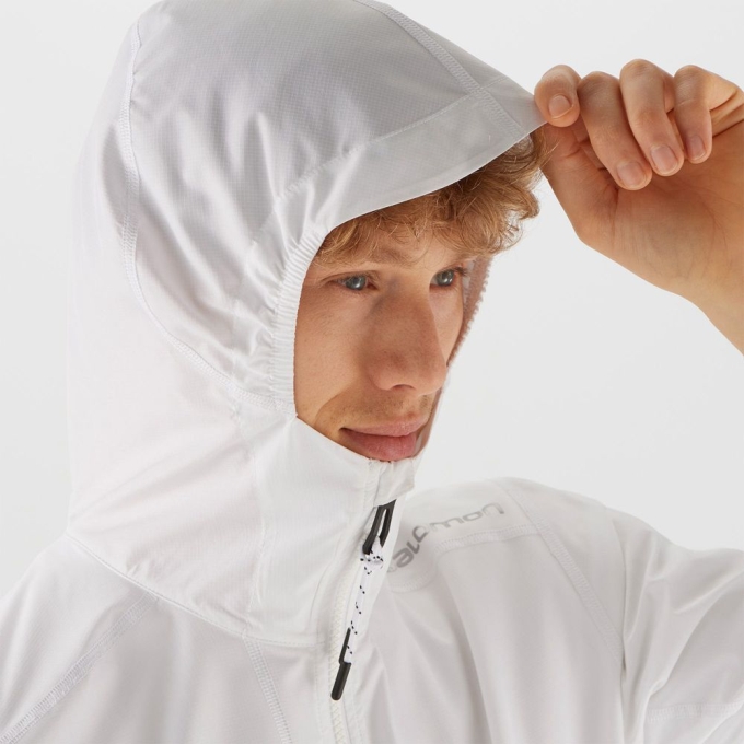 White Salomon OUTLIFE PACKABLE SHELL U Men's Windbreaker | AE-250LEMP