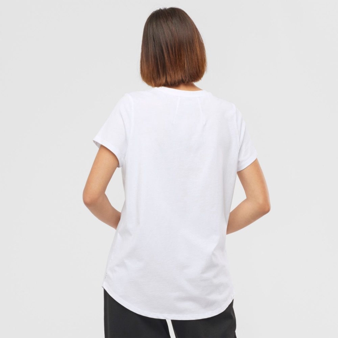 White Salomon OUTLIFE SCOOP HEM W Short Sleeve Women's T Shirts | AE-706ZXEL