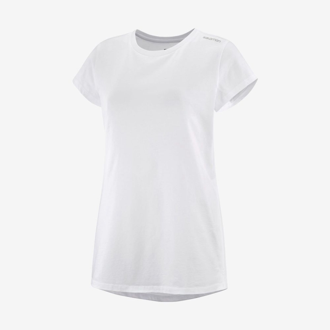 White Salomon OUTLIFE SCOOP HEM W Short Sleeve Women\'s T Shirts | AE-706ZXEL