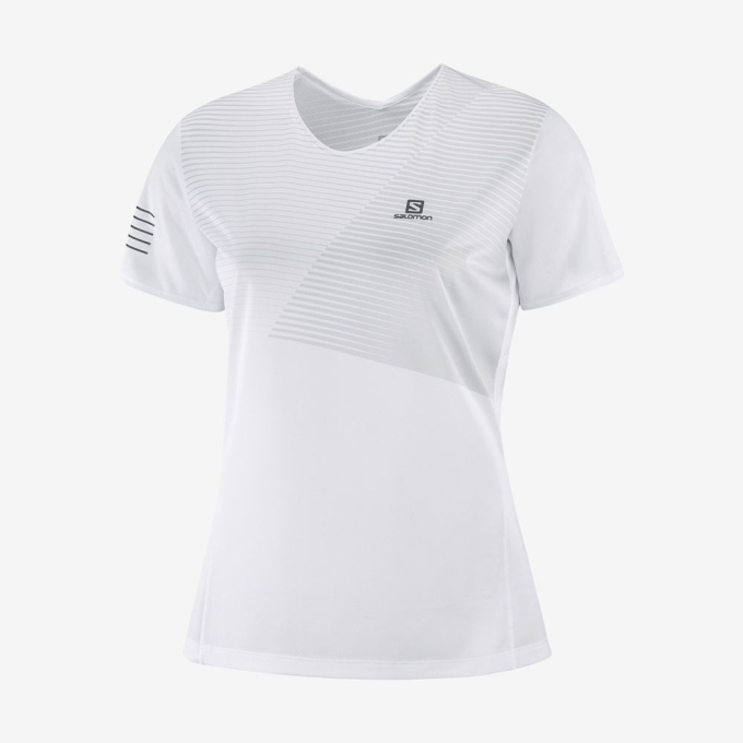 White Salomon SENSE Short Sleeve Women's T Shirts | AE-803LTEM