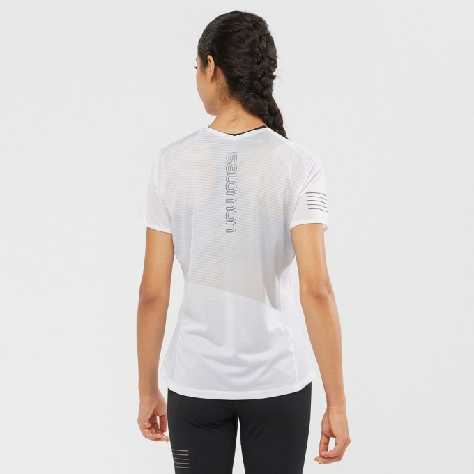 White Salomon SENSE Short Sleeve Women's T Shirts | AE-803LTEM