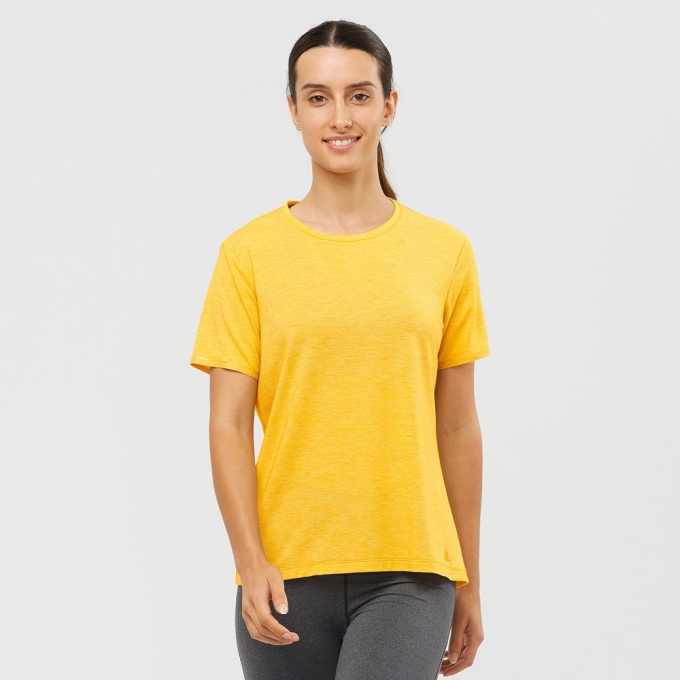 Yellow Salomon ESSENTIAL TENCEL Women\'s T Shirts | AE-903WHQI