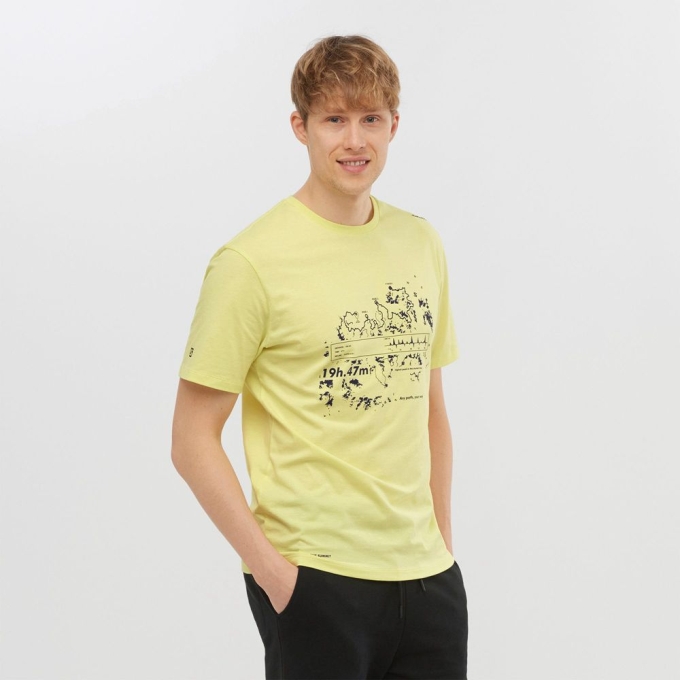 Yellow Salomon OUTLIFE GRAPHIC SALOMONOTONE SS M Short Sleeve Men's T Shirts | AE-768NKCO