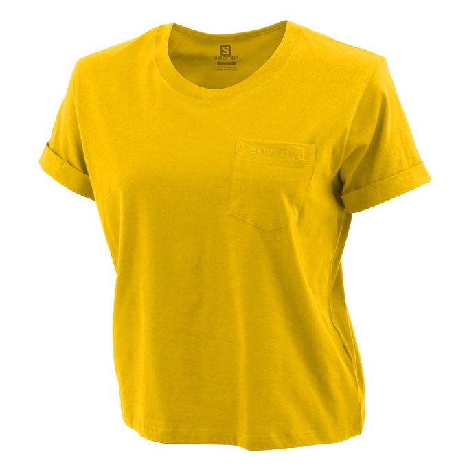 Yellow Salomon POCKET SS W Women\'s T Shirts | AE-809HJLW