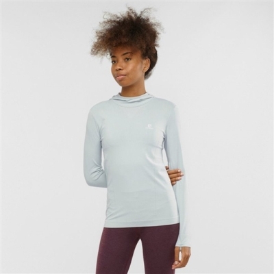 Azure Salomon COMET SEAMLESS HOODIE Women's Midlayers | AE-310UGDH