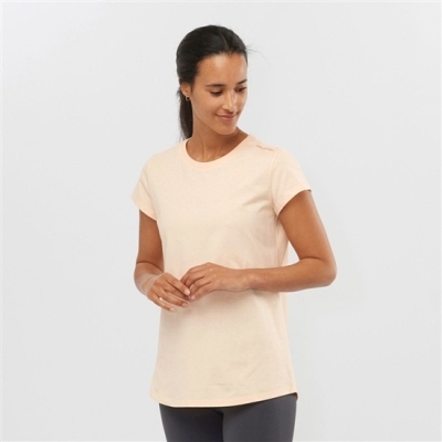 Beige Salomon OUTLIFE SCOOP HEM W Short Sleeve Women's T Shirts | AE-845LIJK