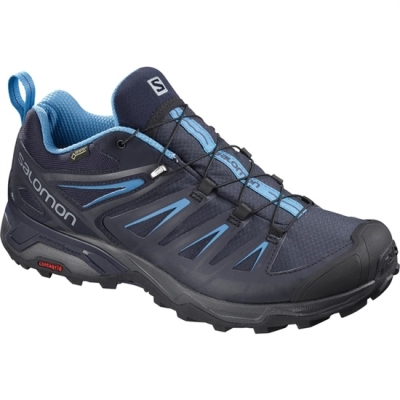 Black / Blue Salomon X ULTRA 3 GTX Men's Hiking Shoes | AE-415BWTH