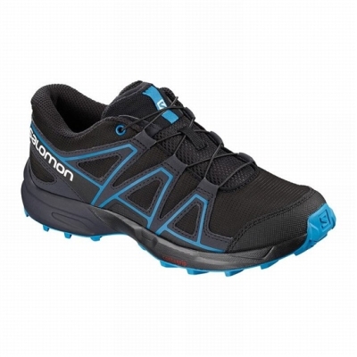 Black / Deep Grey Salomon SPEEDCROSS Kids' Trail Running Shoes | AE-391NEAC