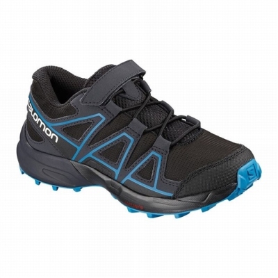 Black / Deep Grey Salomon SPEEDCROSS Kids' Trail Running Shoes | AE-530MPDG