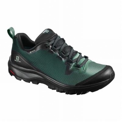 Black / Green Salomon VAYA GORE-TEX Women's Hiking Shoes | AE-481TNLC