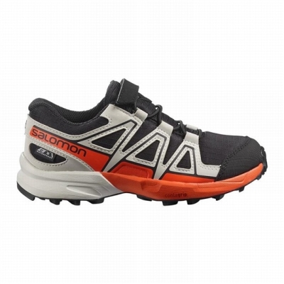 Black / Pink Salomon SPEEDCROSS CLIMASALOMON WATERPROOF Kids' Trail Running Shoes | AE-635MEHX