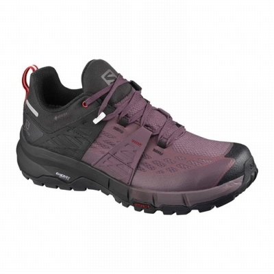 Black / Red Salomon ODYSSEY GTX W Women's Hiking Shoes | AE-457SDQI