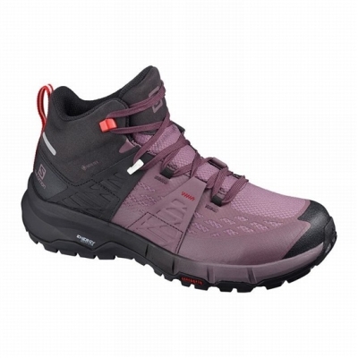 Black / Red Salomon ODYSSEY MID GTX W Women's Hiking Shoes | AE-685XZRI