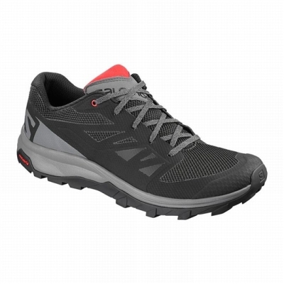 Black / Red Salomon OUTLINE Men's Hiking Shoes | AE-971IBAM