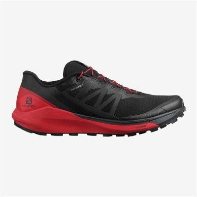 Black / Red Salomon SENSE RIDE 4 Men's Trail Running Shoes | AE-457LBVR