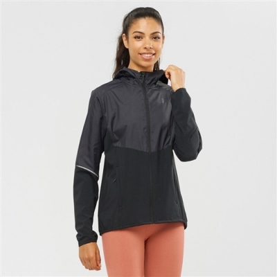 Black Salomon AGILE FULL ZIP HOODIE Women's Jackets | AE-015KFYU