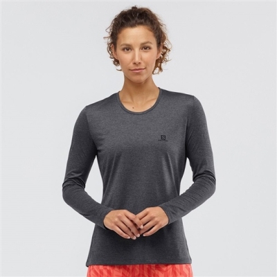 Black Salomon AGILE Long Sleeve Women's T Shirts | AE-148KLER