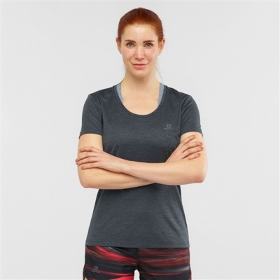 Black Salomon AGILE Road Running Short Sleeve Women's T Shirts | AE-493ELTZ