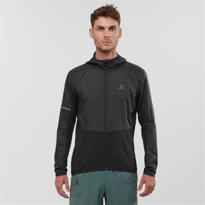 Black Salomon AGILE WIND Men's Jackets | AE-593JBNG