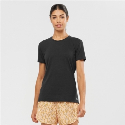 Black Salomon COMET SLEEVE Women's T Shirts | AE-086ORSK