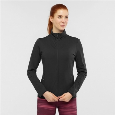 Black Salomon ESSENTIAL LIGHTWARM Full Zip Midlayer Jacket Women's Midlayers | AE-360SDQJ