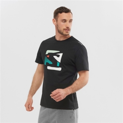 Black Salomon OUTLIFE GRAPHIC DISRUPTED LOGO SS M Short Sleeve Men's T Shirts | AE-697SOLY