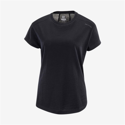 Black Salomon OUTLIFE MERINO SS W Short Sleeve Women's T Shirts | AE-123FPJH