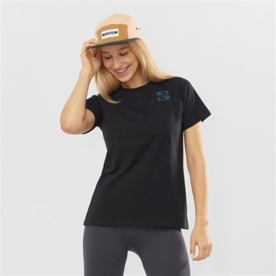 Black Salomon OUTLIFE SMALL LOGO SS W Short Sleeve Women's T Shirts | AE-863PADF