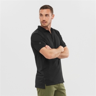 Black Salomon OUTLIFE TECH POLO M Short Sleeve Men's T Shirts | AE-789SYXF