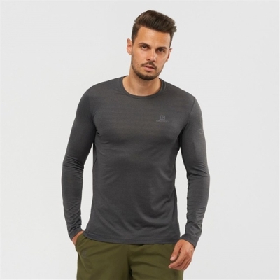 Black Salomon OUTLINE Long Sleeve Men's T Shirts | AE-307HTPF