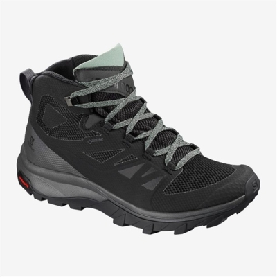 Black Salomon OUTLINE MID GTX Women's Hiking Shoes | AE-498KLFY