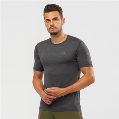 Black Salomon OUTLINE New Trail Running Gear Men's T Shirts | AE-720LDHW