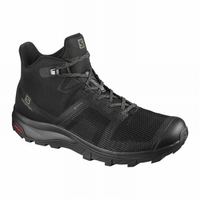 Black Salomon OUTLINE PRISM MID GORE-TEX Men's Hiking Shoes | AE-465MADE