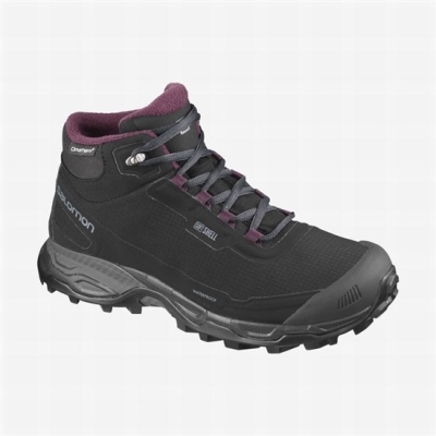 Black Salomon SHELTER SPIKES CLIMASALOMON WATERPROOF Women's Hiking Shoes | AE-986JTOI